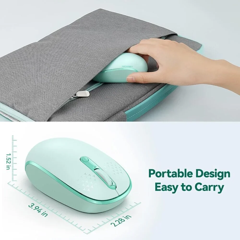 ✨Mouse Green Wireless 2.4G Quiet Computer with USB Receiver 4 Button for Laptop